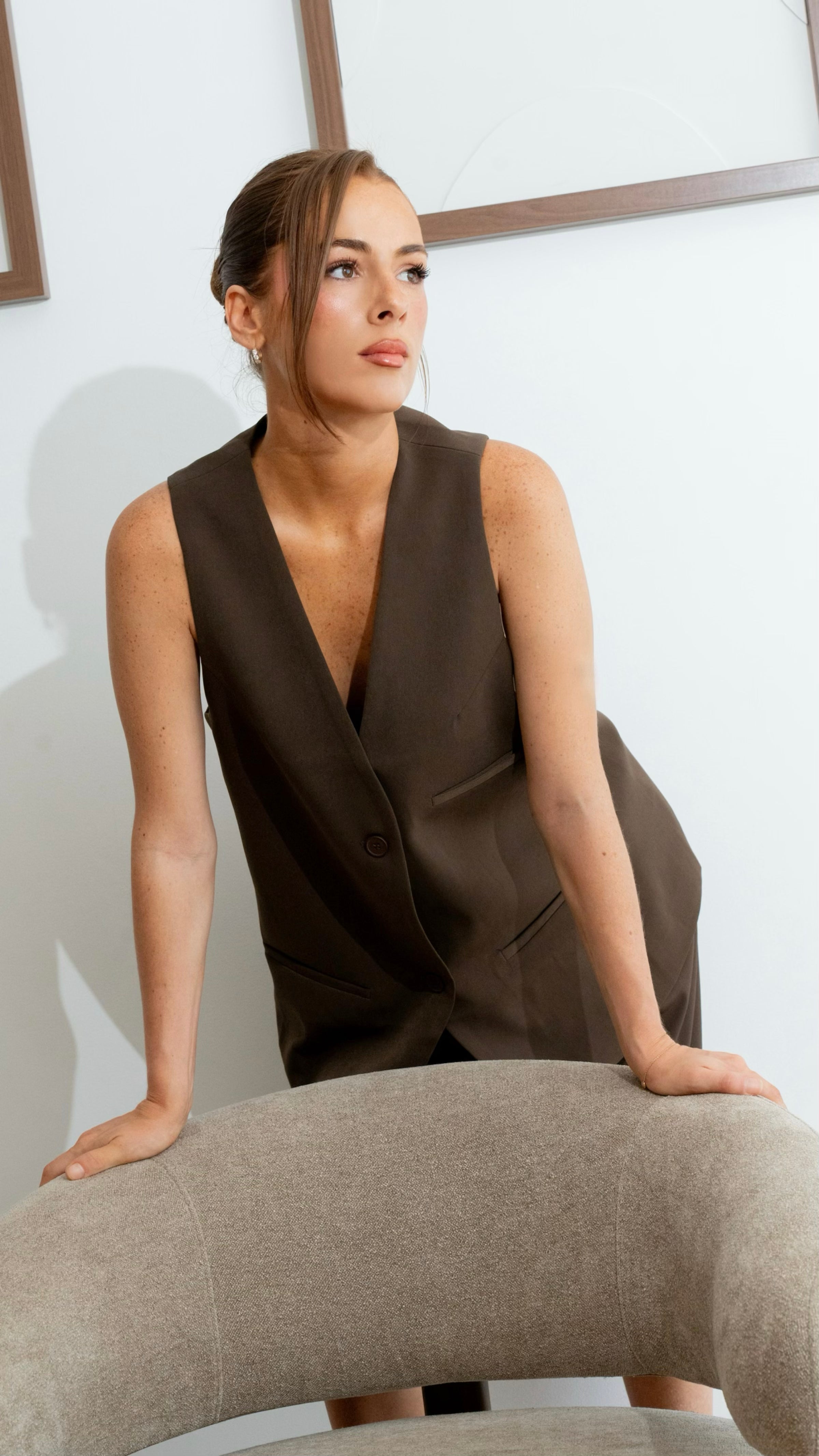 Gilet blazer marron - Amra