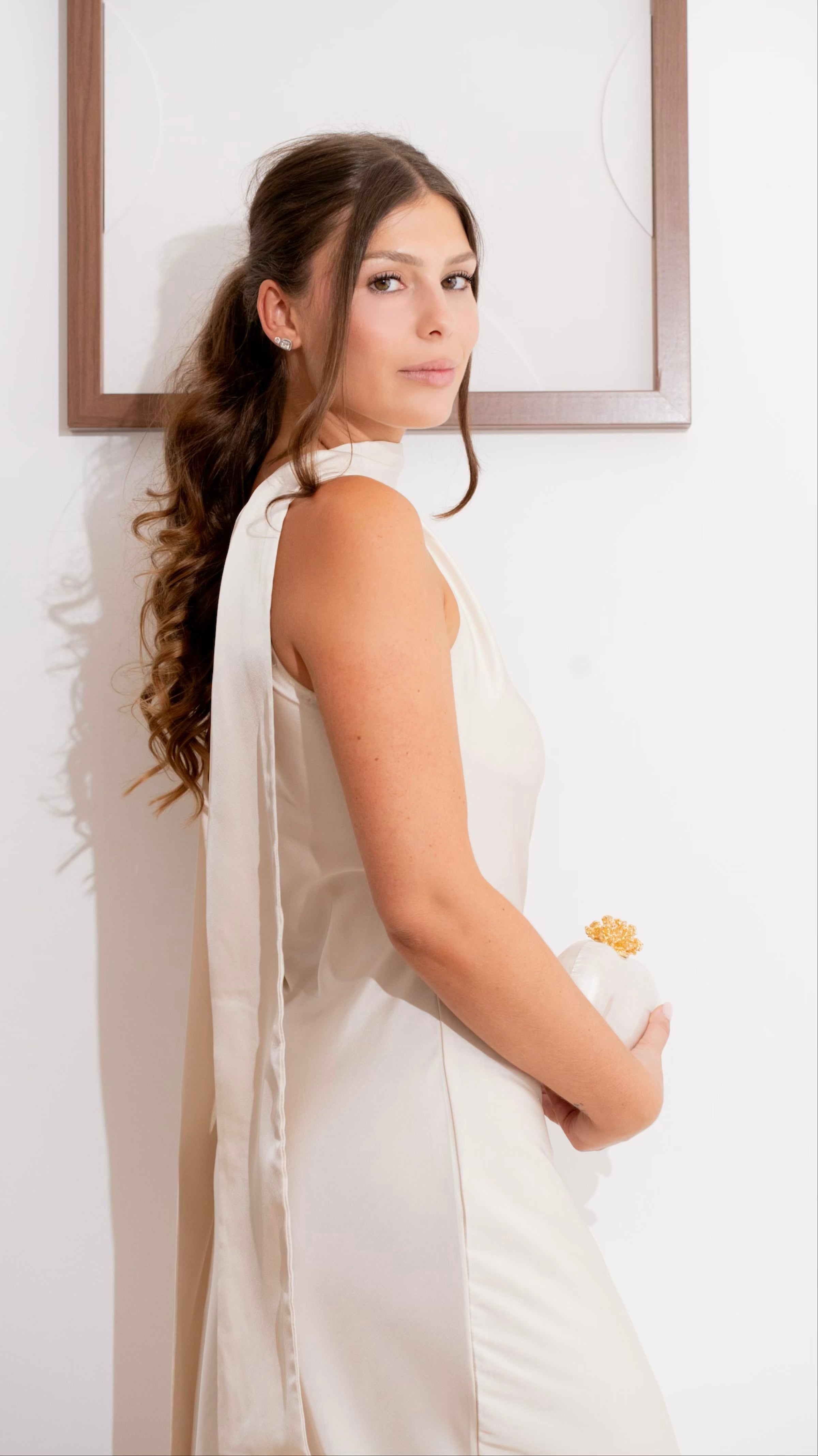 Robe satinée asymétrique blanche - Amra
